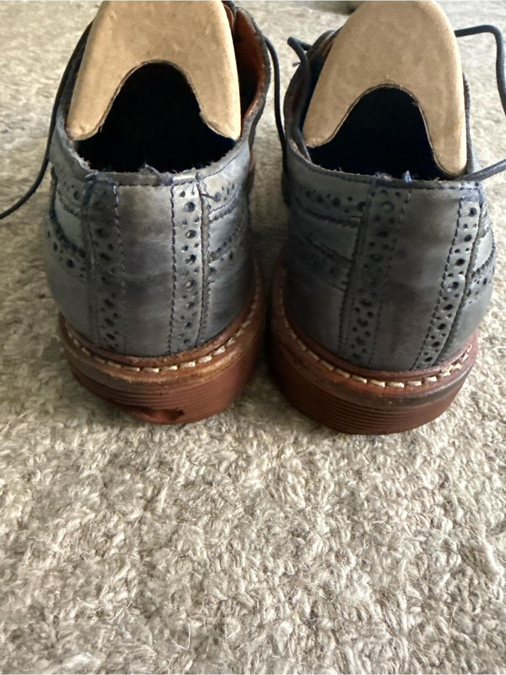 Men's Wingtip Brogue Derby Shoes in Slate Blue - Picture 4 of 7